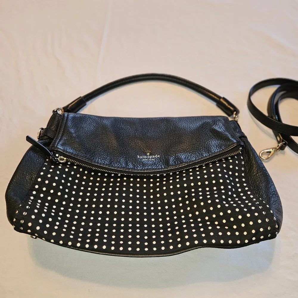 Kate Spade Cobble Hill Little‎ Minka Black Leather Polka Dot Satchel Crossbody